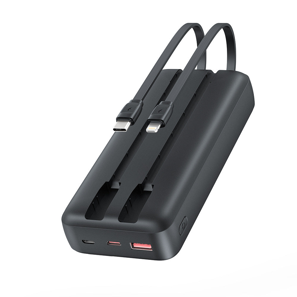 Powerbank med dobbelt ladekabel og hurtigladefunksjon Skanto