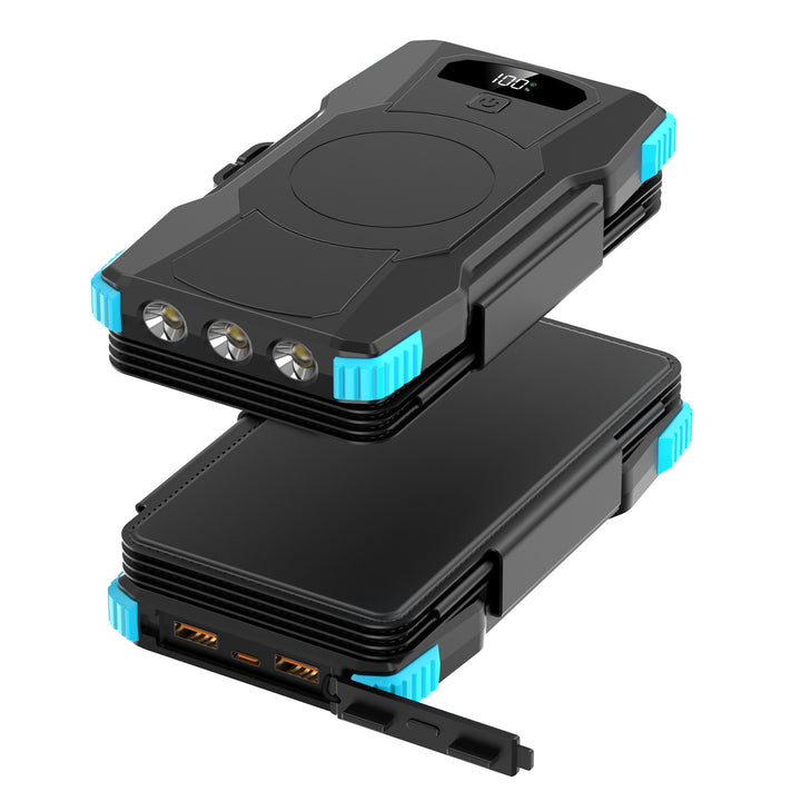 Powerbank med solopplading og LED-lamper Skanto