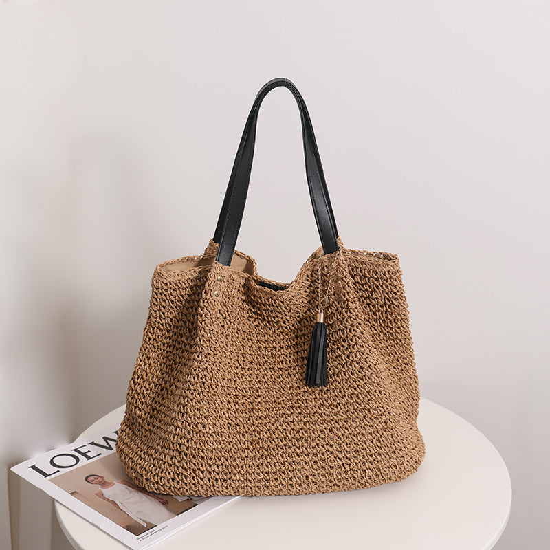 Durable basket bag with faux leather handle reinforcement Skanto