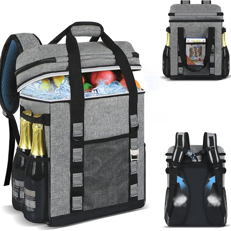 Unisex Insulated Cooler Backpack with Large Capacity, Bottle Holders, and Breathable Back Pad Skanto