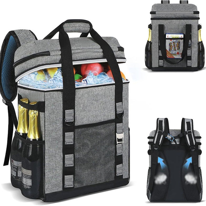 Unisex Insulated Cooler Backpack with Large Capacity, Bottle Holders, and Breathable Back Pad Skanto
