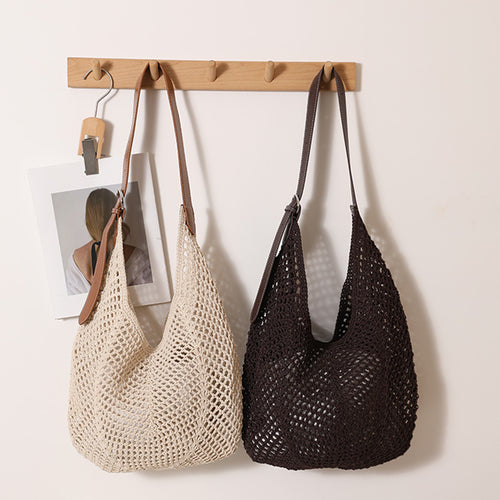 Light Net Tote Bag with Adjustable Leather Strap Skanto