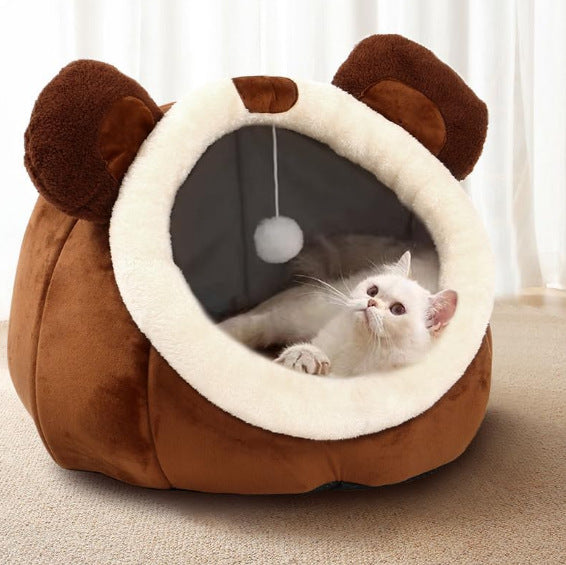 Plush Bjørne-tema Katt Skjulested Hundeseng
