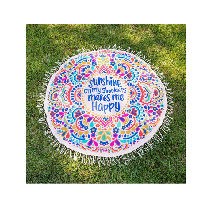 Unisex rund Stranddecke med fargerik mandala-motiv Skanto