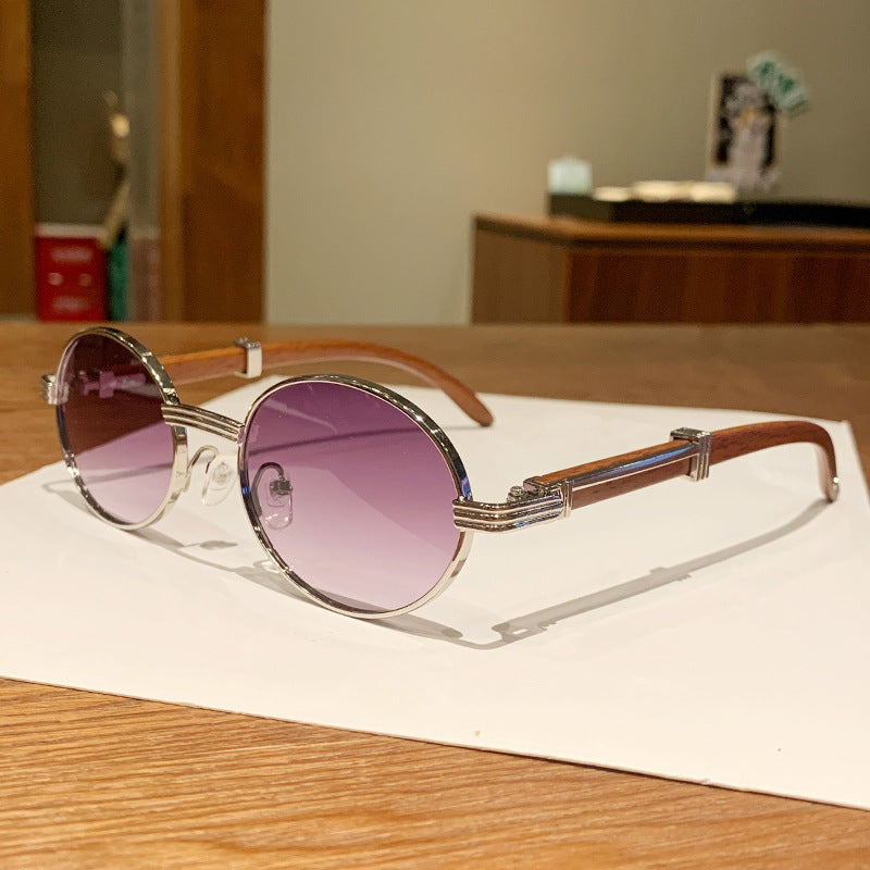 Women's vintage-style sunglasses with wood inner frame Skanto