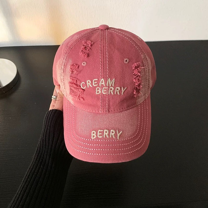 Kvinnens slitt denim baseballcaps Skanto