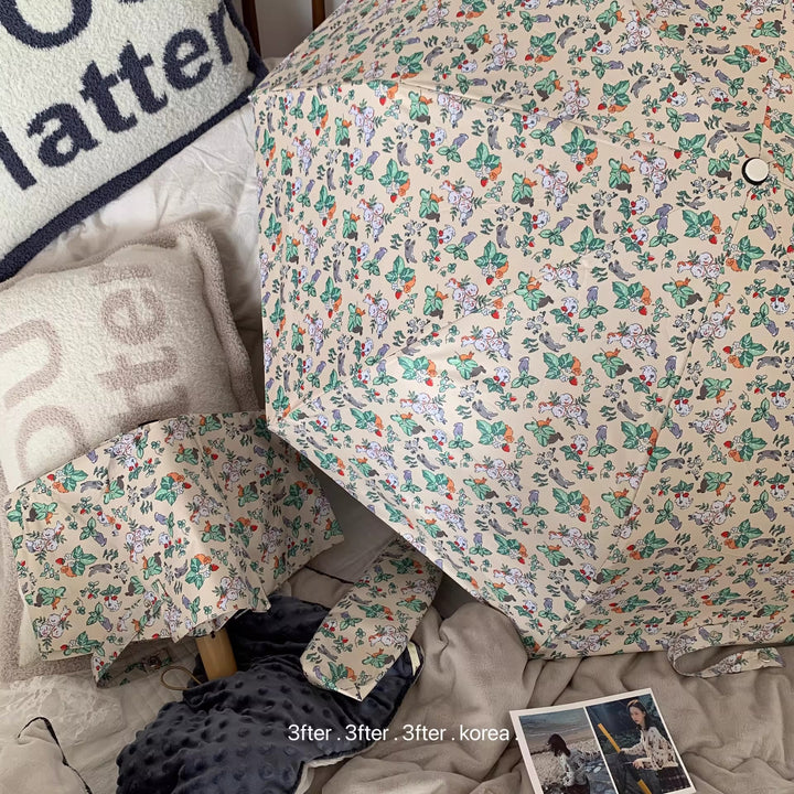 Damer Sammenleggbart Paraply med blomstret Vintage-design Skanto