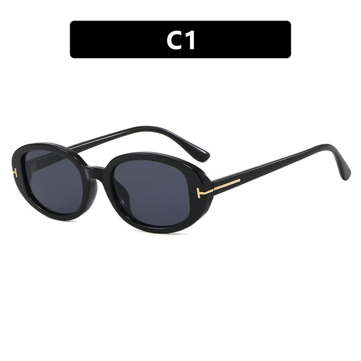 Women's stylish oval sunglasses with golden details Skanto