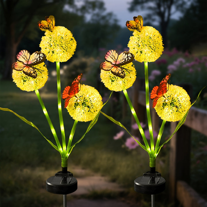 Solar Dandelion Orb Hage Stake Lys Med Sommerfugl Akcent Og Dusk-til-Dawn Sensor Skanto