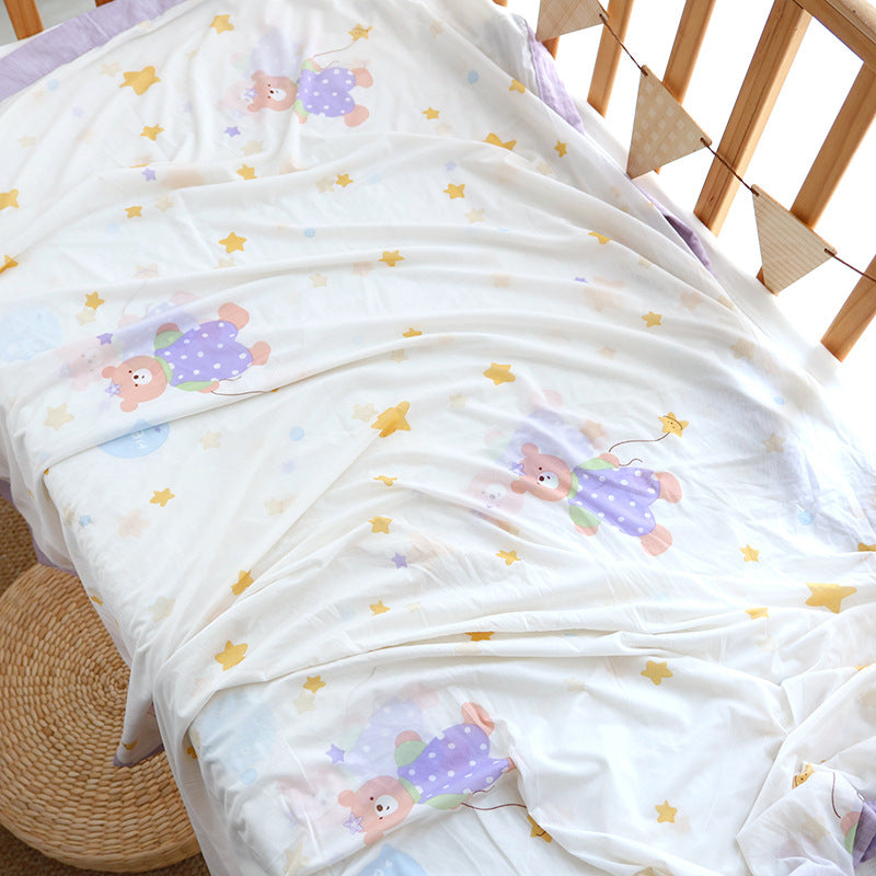 Unisex nan koselig babysengteppe laget av bomullsmuslin med pustende fyll og satinert kant Skanto
