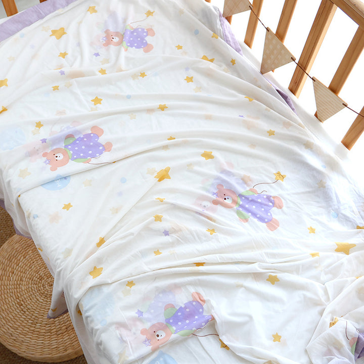 Unisex nan koselig babysengteppe laget av bomullsmuslin med pustende fyll og satinert kant Skanto