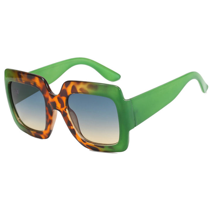 Dame oversized kvadratisk solbrille med markant skjoldpatt-design Skanto