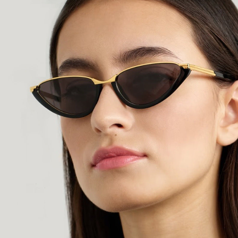 Women's Futuristic Cat-Eye Sunglasses with Gold Details Skanto