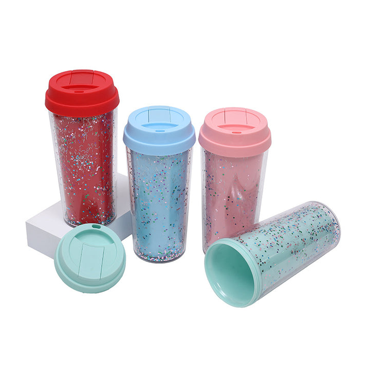 Dame Glitter Drikkekopp med Lekkasjefri Lokk og Ergonomisk Håndtak Skanto