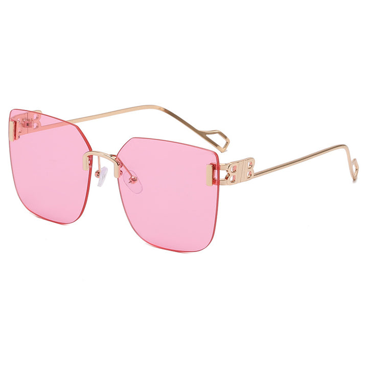 Dame elegant firkantet solbrille med gullfarget metalramme Skanto