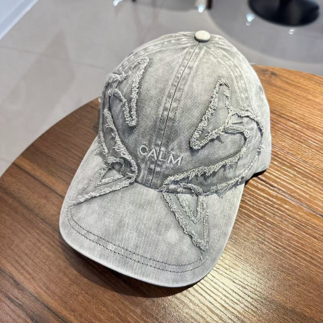 Unisex Slittet Denim Brodert Caps Skanto