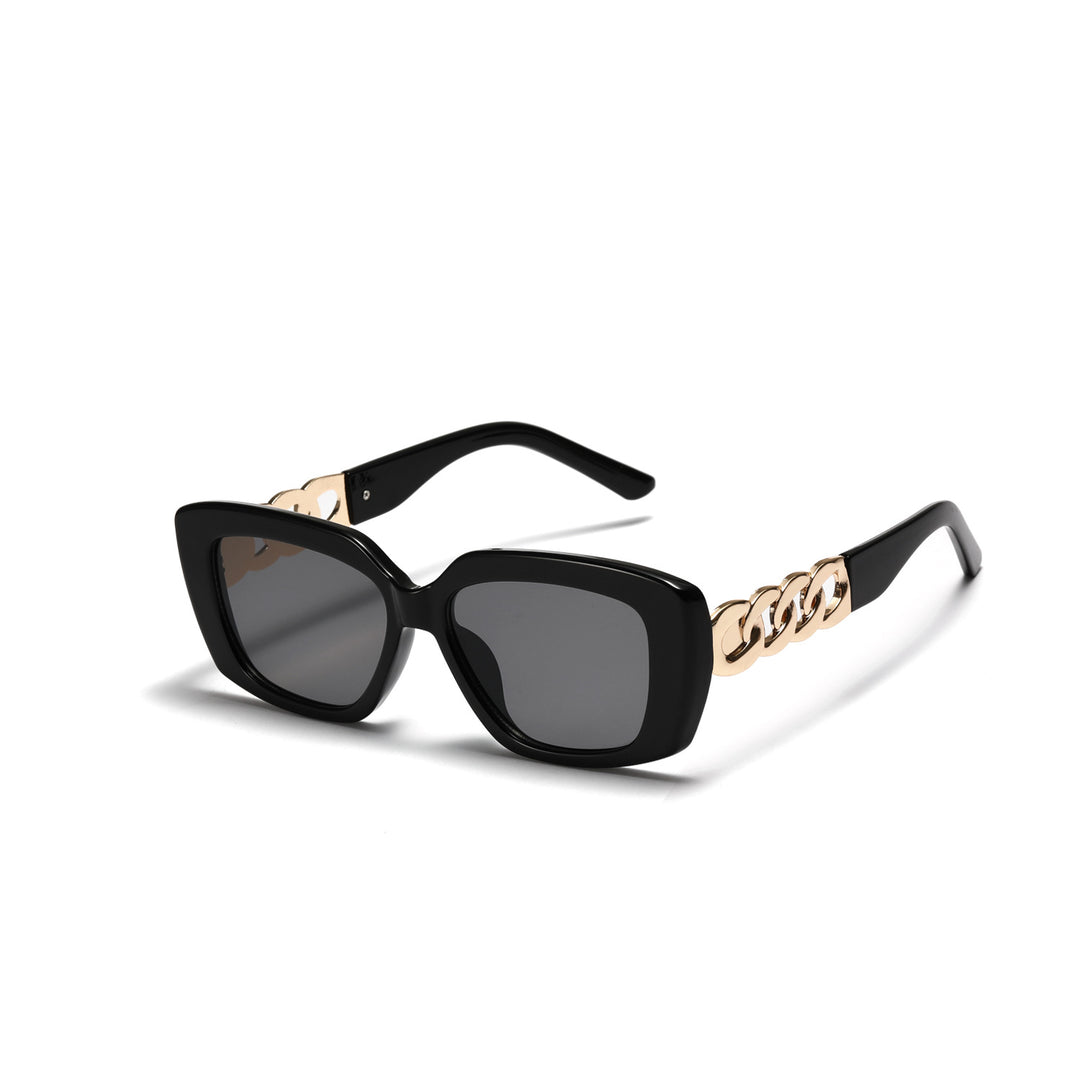 Dame elegant kvadratisk solbrille med gullutstyrt ramme Skanto