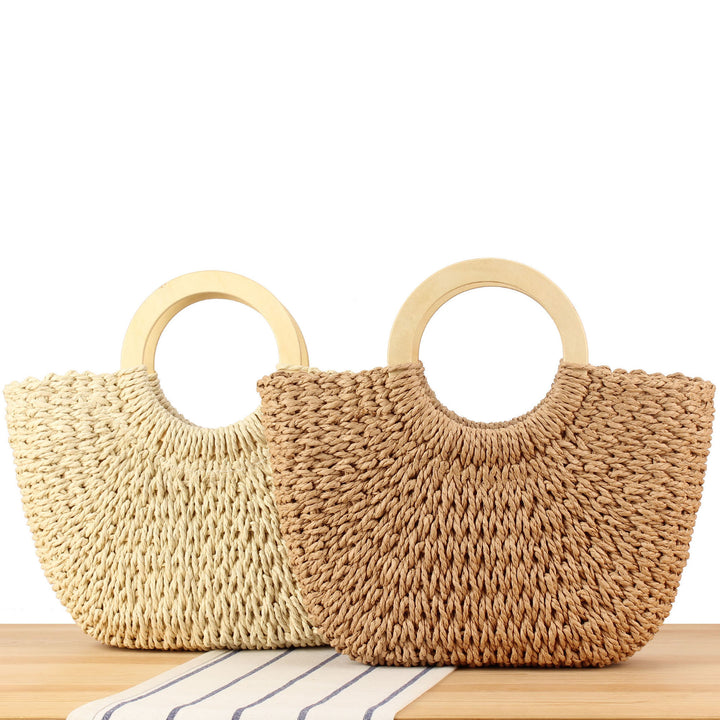 Designer bag made of handmade wicker with wooden handle Skanto
