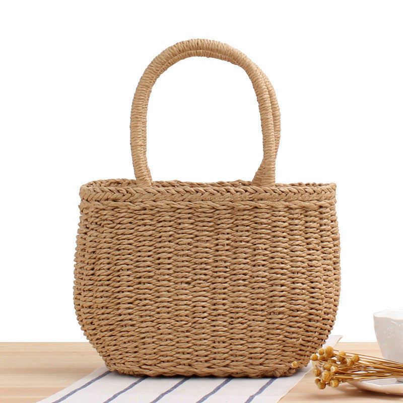 Woven Natural Material Handbag with Modern Details Skanto