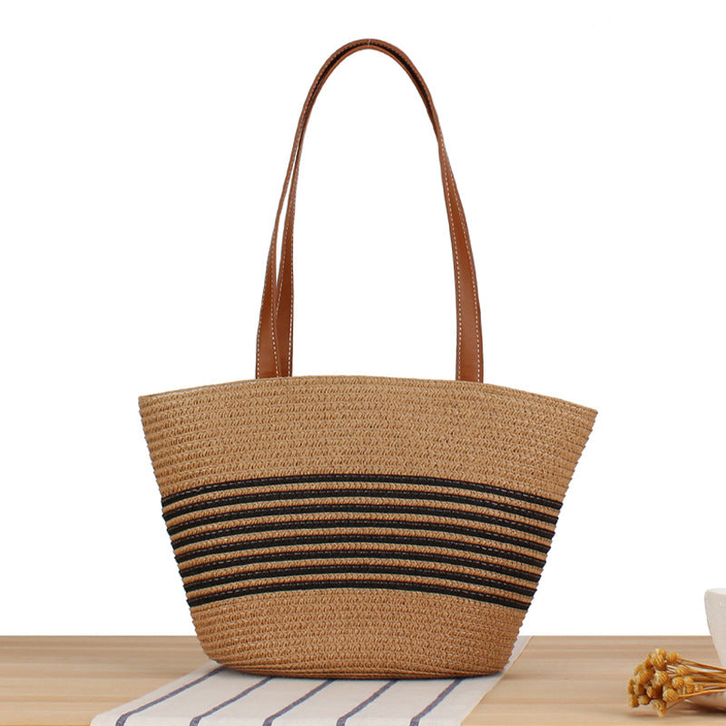 Tote bag with structured design of natural weave Skanto