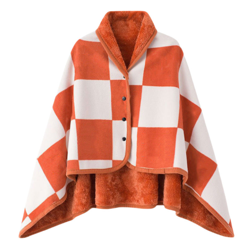 Damer elegant og komfortabel fleece poncho teppe Skanto