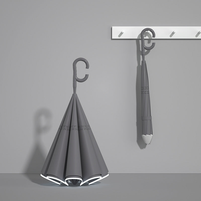 Dame automatisk sammenleggbare paraply med ergonomisk design og sterke vindmotstands elementer Skanto