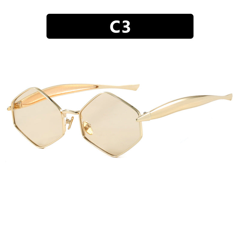 Women's hexagonal sunglasses with elegant metal frame and UV protection Skanto