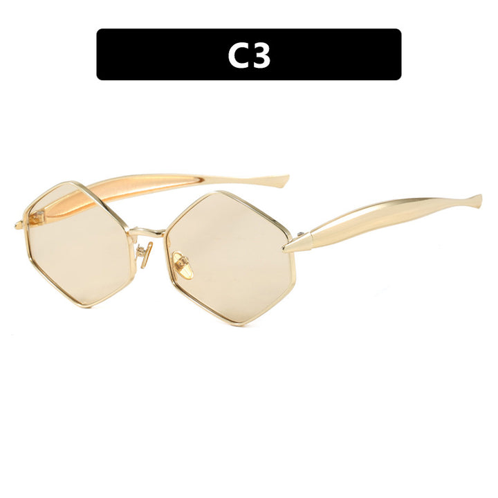 Women's hexagonal sunglasses with elegant metal frame and UV protection Skanto