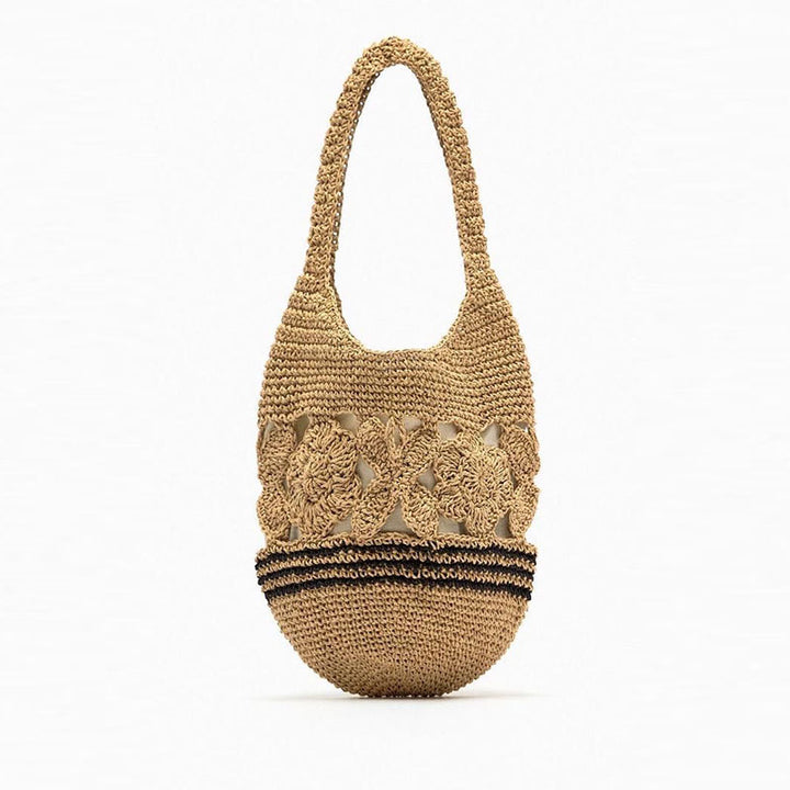 Crocheted shoulder bag with floral design Skanto
