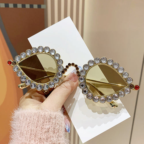 Dame Glamourøse solbriller med glitrende strass-detaljer Skanto