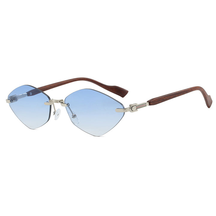 Women's geometric sunglasses with luxurious wood arms and polarized lenses Skanto