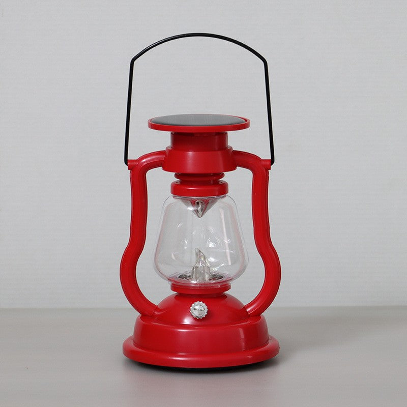 Antikke LED orkanlampe med flammende lys-effekt, glassklode og hengende håndtak, bærbar dekorativ lampe Skanto