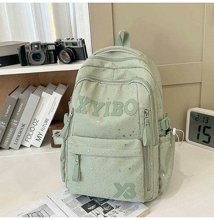 Multi-Pocket Stjerne-utsmykket Skole Rygsekk