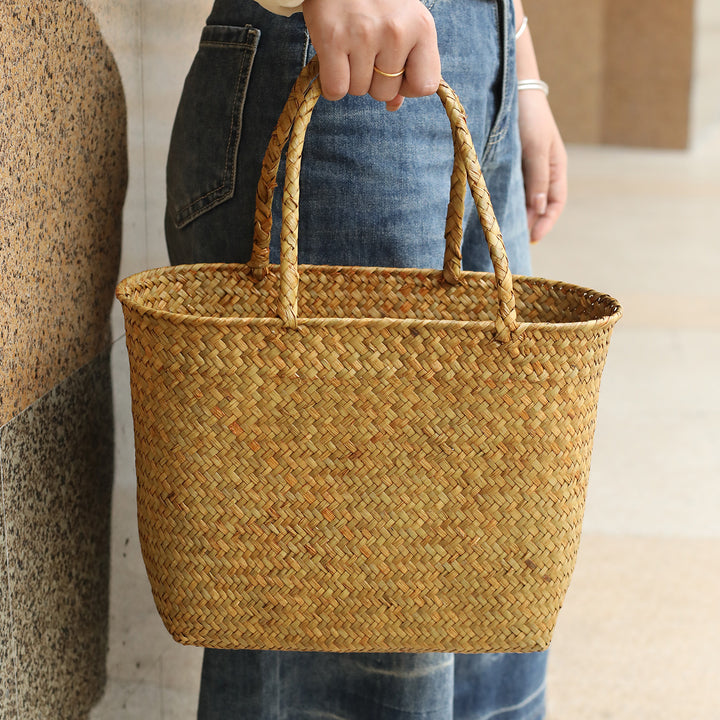 Unisex handlebag laget av flettet naturmateriale Skanto