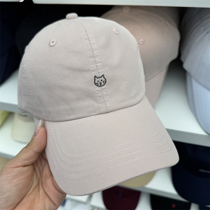 Kvinners katt-brodert bomull baseball cap Skanto