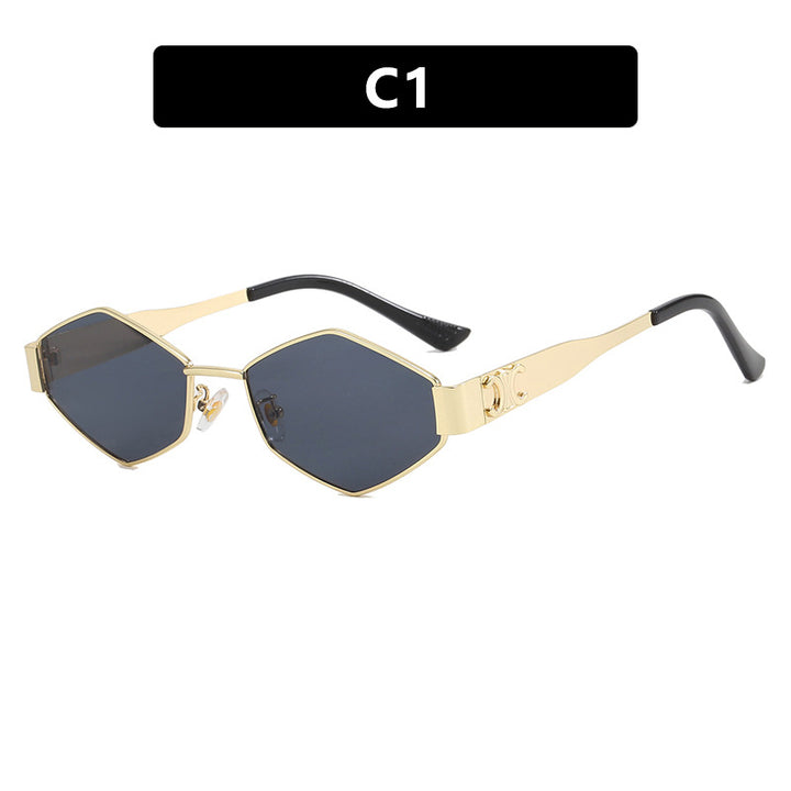 Women's fashionable hexagonal sunglasses with protective lenses and stylish metal frame Skanto