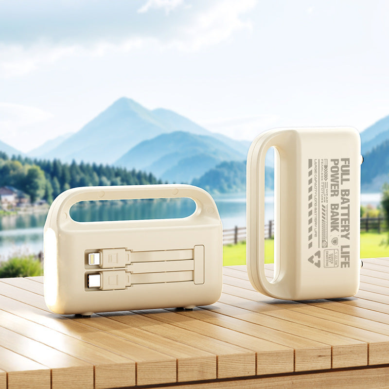 Bærbar powerbank med ergonomisk grep og integrerte ladeporter Skanto