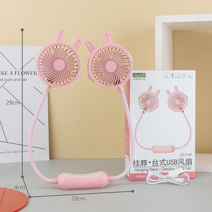Unisex nan tragbar nakkevifte med dobbel vifteenhet og fleksible silikonarmer Skanto
