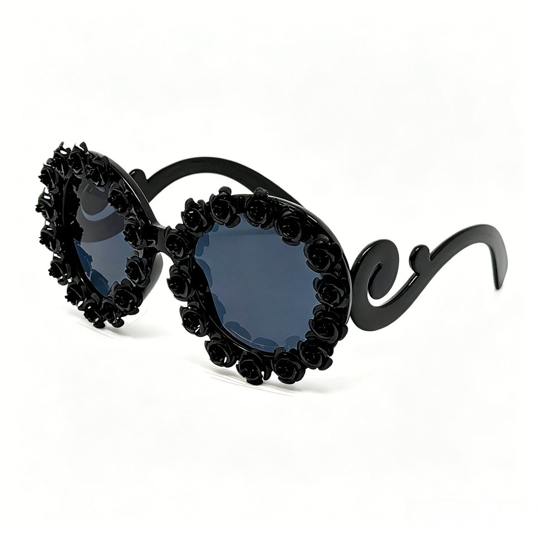 Dame Designer-solbrille med blomsterdetaljer Skanto