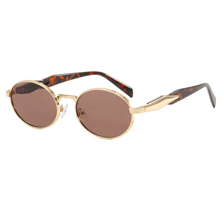 Dame designer solbrille med høyverdig rund ramme og beskyttende UV-filter Skanto