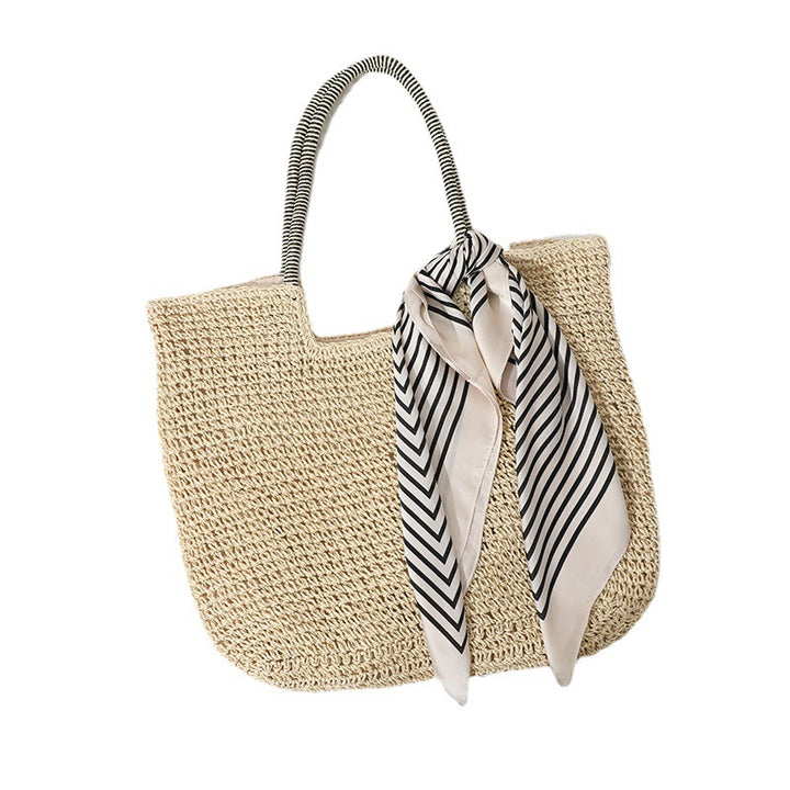 Handmade Solid Natural Material Tote Bag with Stylish Scarf Skanto