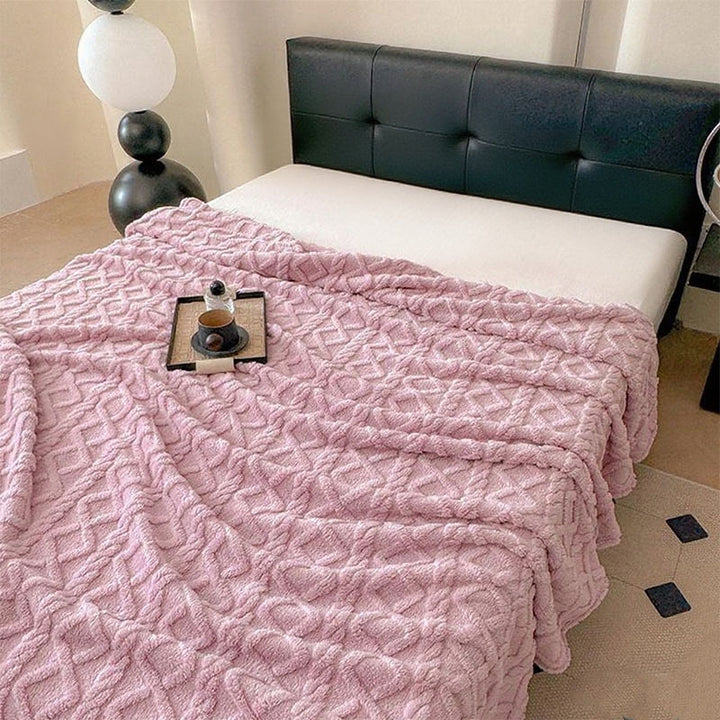 Damer Plysj Sengeteppe med strukturert design Skanto
