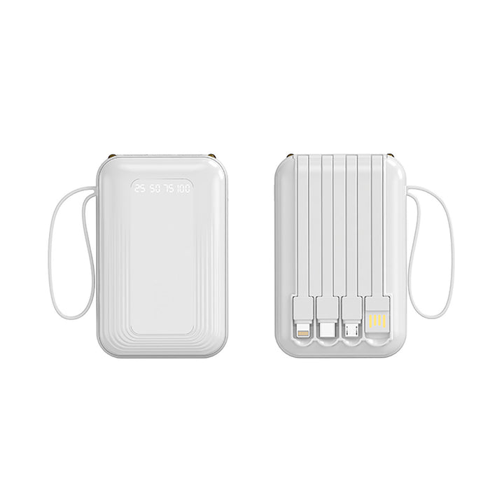 Multifunksjonell powerbank med integrert kabelsystem Skanto