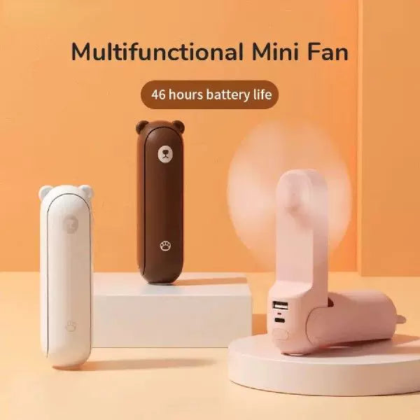 Unisex standard størrelse sammenleggbar oppladbar bærbar mini-vifte med integrert USB-powerbank og lanyard Skanto
