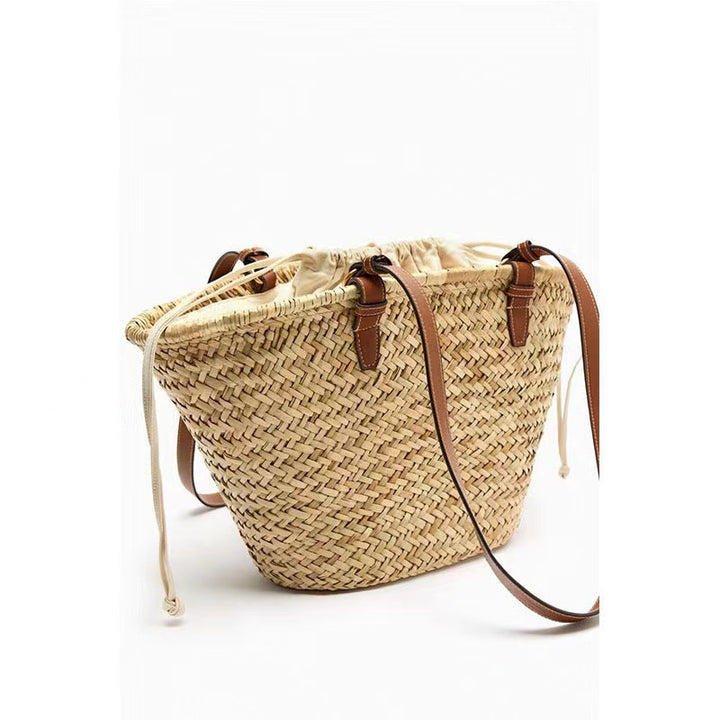 Elegant braided tote bag with leather handle Skanto