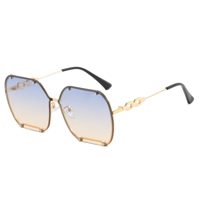 Dame elegant sekskantet designer-solbrille med luksuriøse aksenter Skanto