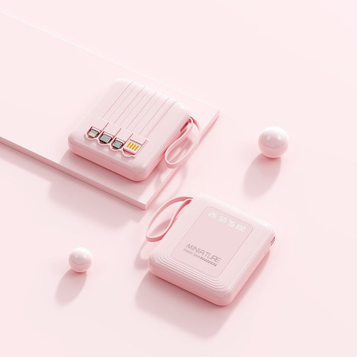 Mini Powerbank med integrert multifunksjonsladekabel Skanto