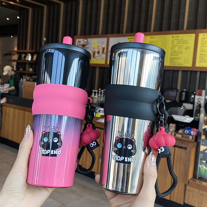 Dame leken kaffekopp med silikondeksel og integrert anheng Skanto