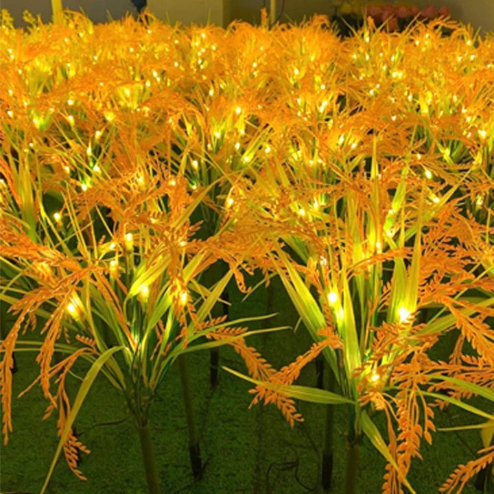 Solar LED Ornamentale Gress Stakelykter Med Integrert Solcellepanel Skanto