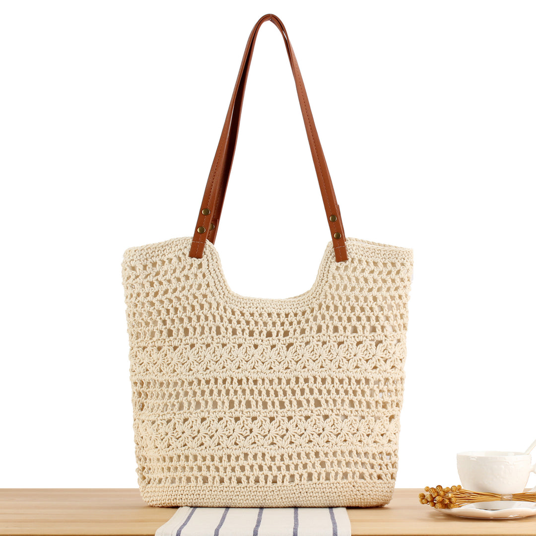 Braided macrame handbag with sturdy leather straps Skanto